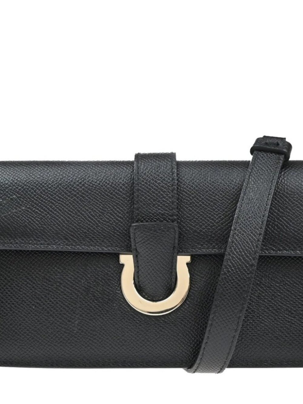 SALVATORE FERRAGAMO Logo Gancini Mini Shoulder Bag Leather Black GHW 37YH951